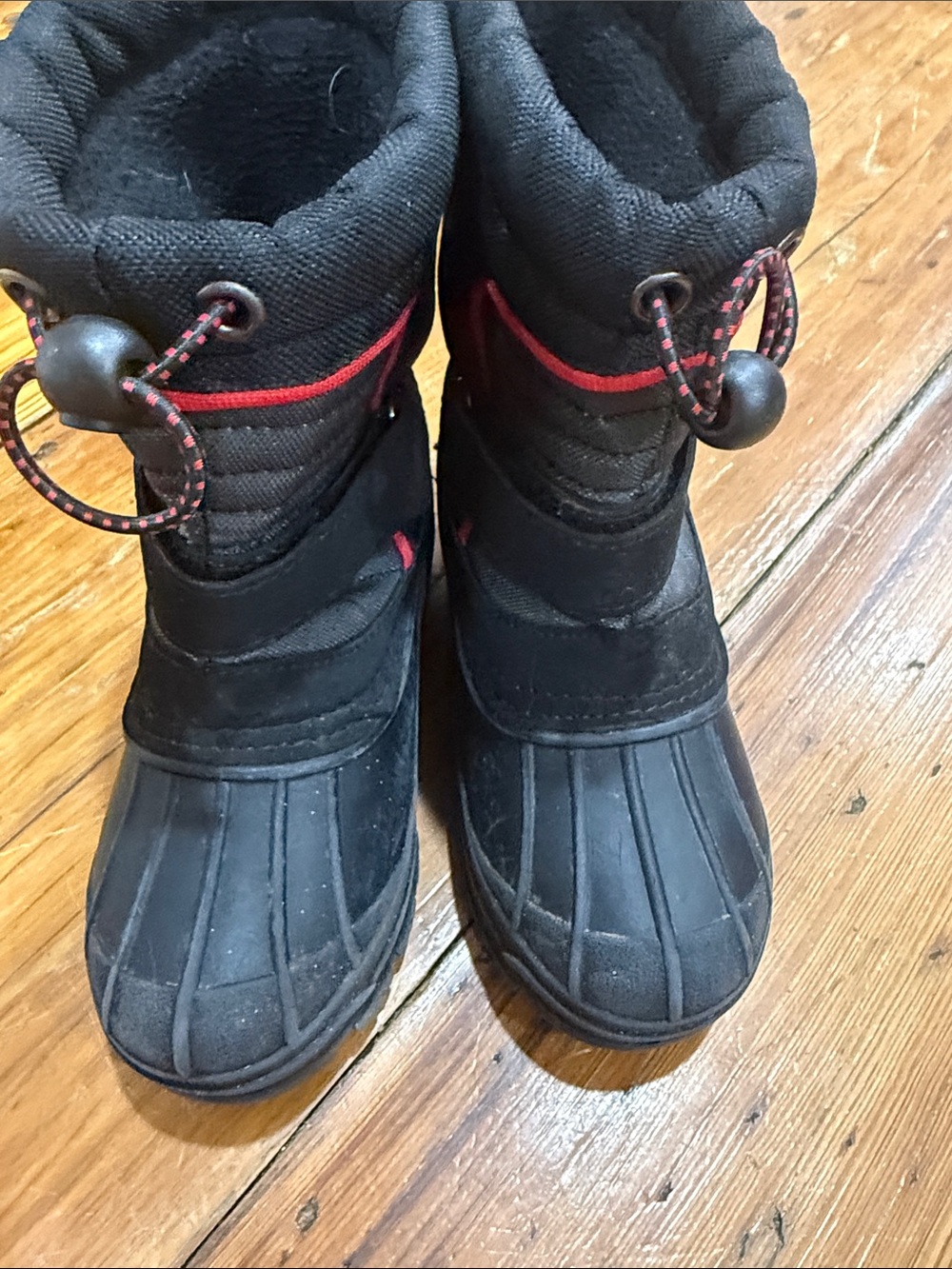 totes Kids Black Winter Rain & Snow Boots with Red Accent Size 10 - Picture 6 of 9